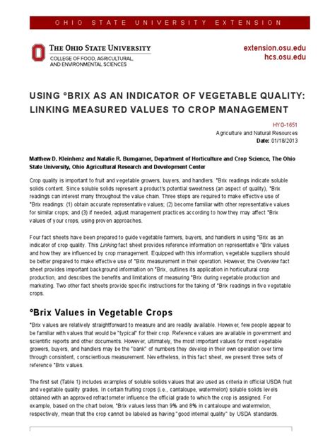 Using °Brix as an indicator of vegetable quality